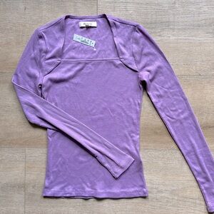 Madewelll square neck long sleeve in lilac XS